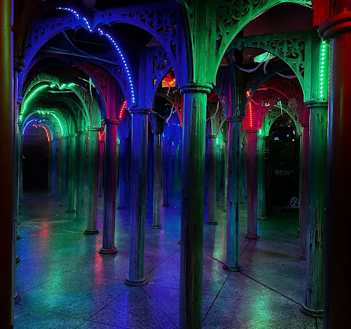 Mirror maze neon lights