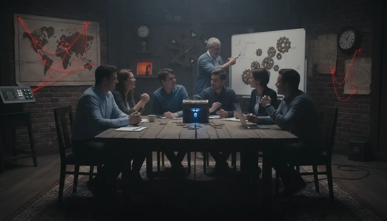 Group solving escape room puzzle